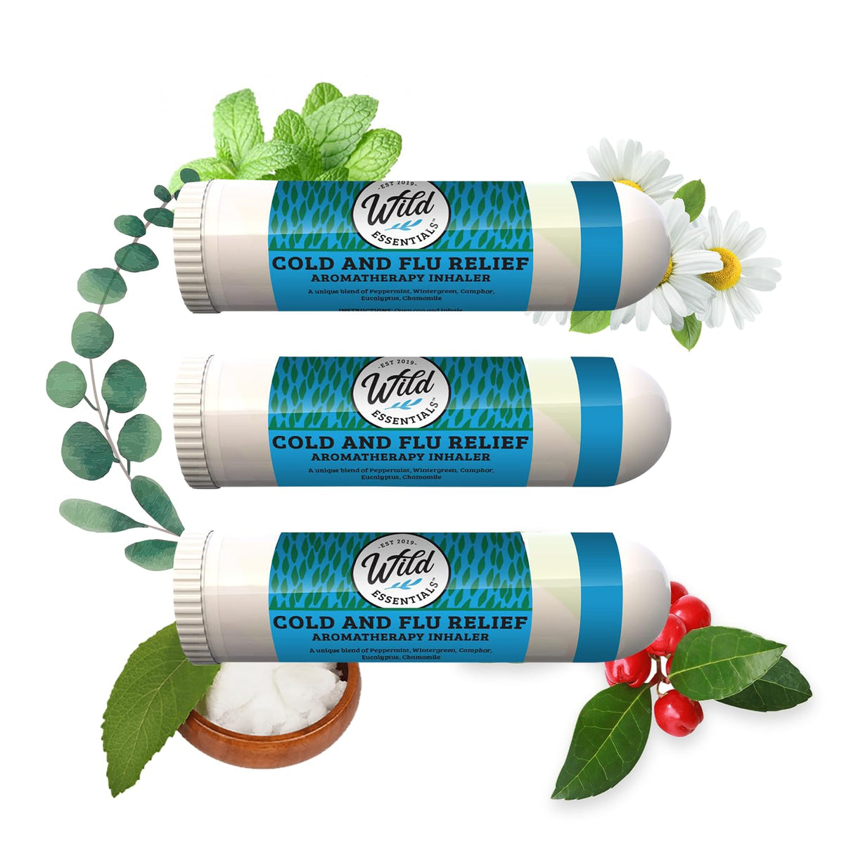 BackupMyFilesnow Essential Breeze 3-Pack cold and flu aromatherapy inhalers with natural herbal scents for respiratory relief.