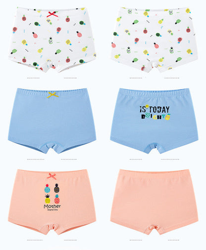 Creative print cotton girls underwear boxer set by My Store