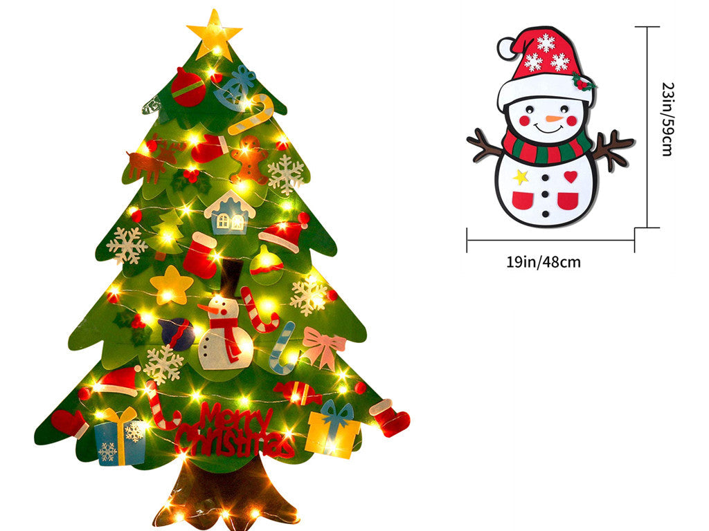 Children's DIY felt Christmas tree with lights by My Store, decorated with colorful ornaments