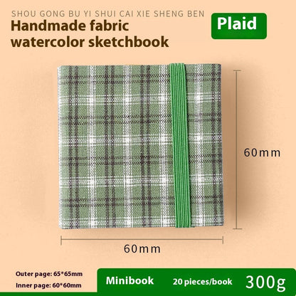 Fabric watercolor notebook for art students, square portable painting book with textured cover