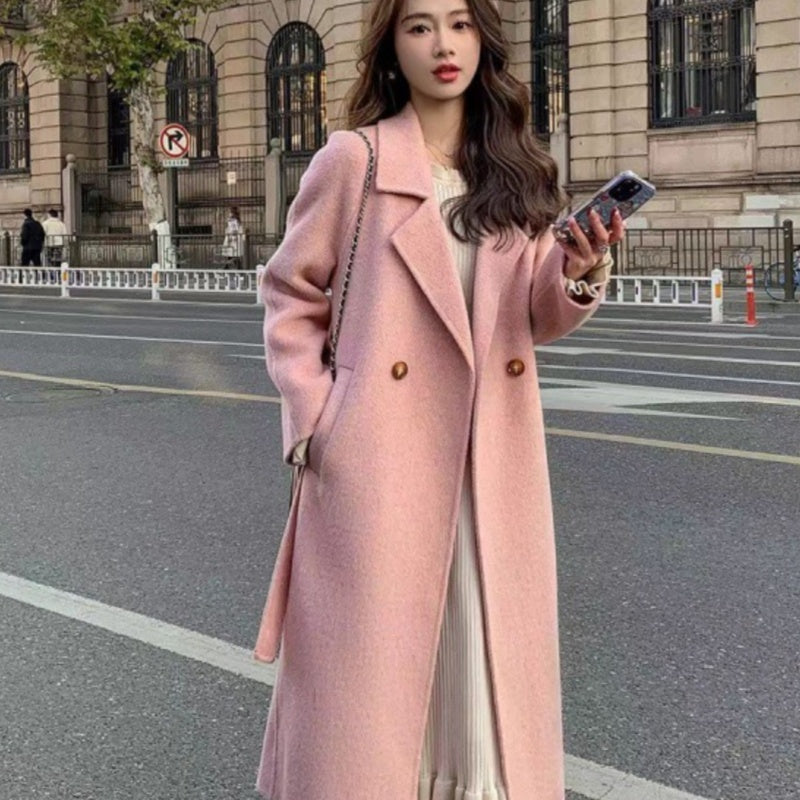 Women's double-breasted wool coat by My Store in a classic tailored design