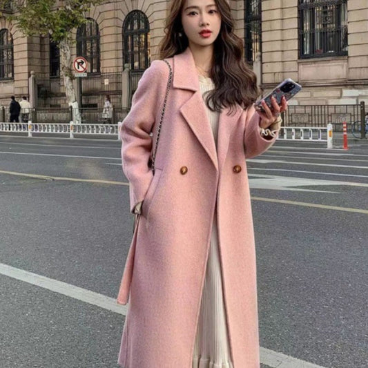 Women's double-breasted wool coat by My Store in a classic tailored design
