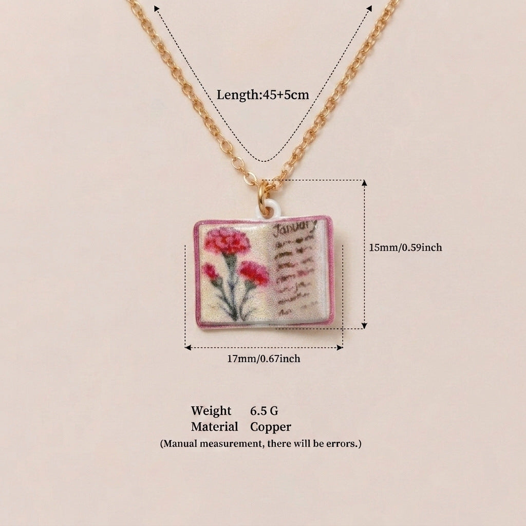 Retro book necklace for women with vintage-inspired book pendant design