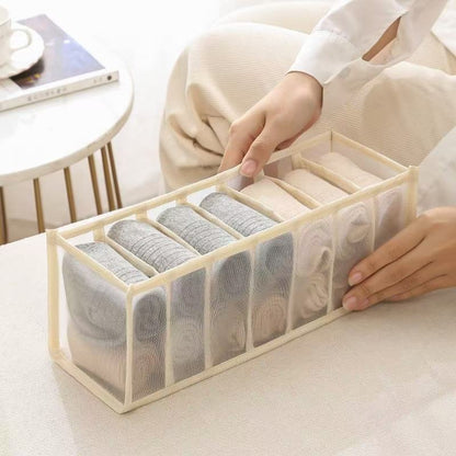 Underwear storage box made of non-woven fabric, compartment organizer in neutral color
