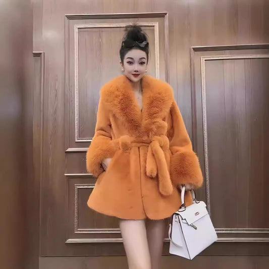 Women's winter fur coat in a soft, warm design by My Store
