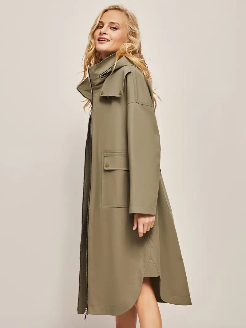 Casual Hooded Long Sleeve Windproof Coat for Women