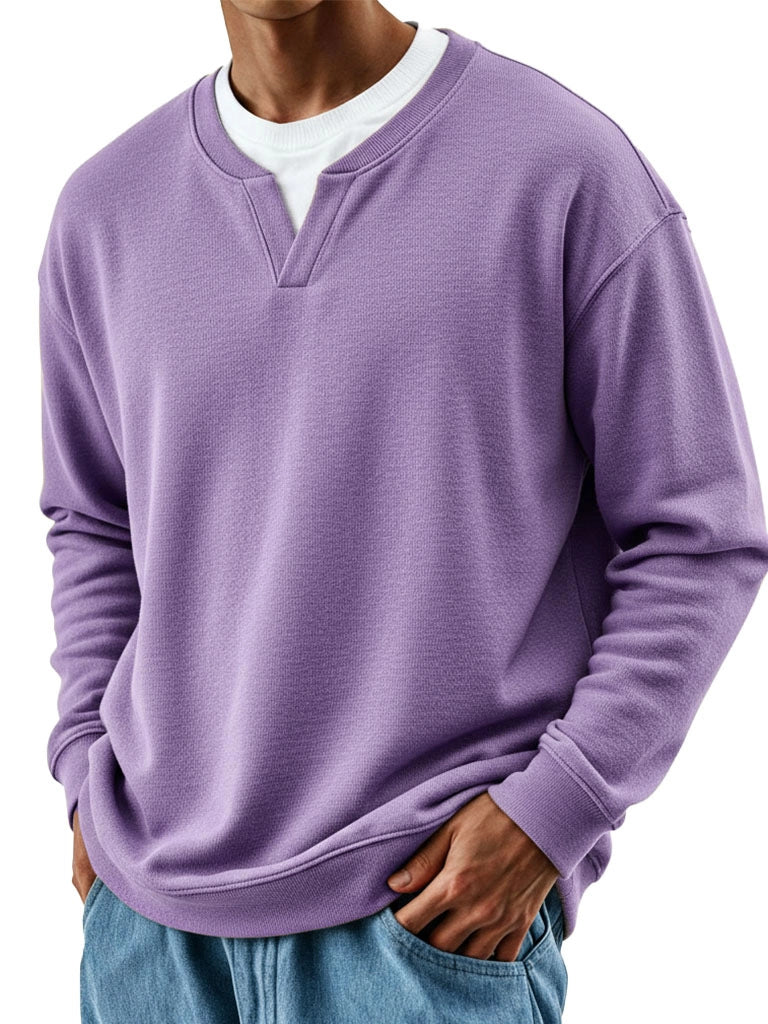 Men's patchwork mock two-piece crew-neck long-sleeve top by My Store