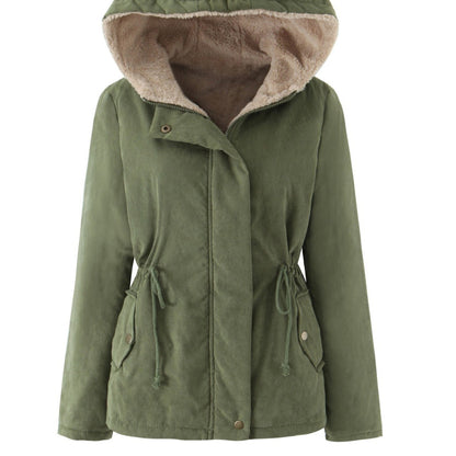 Women's warm hooded cotton-padded coat in a quilted design