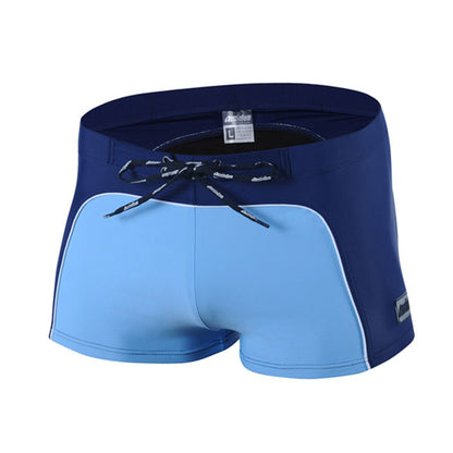 Men’s nylon boxer swim trunks in a classic boxer-style design