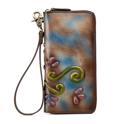 Women's retro casual zipper wallet in a compact design with multiple card slots and compartments