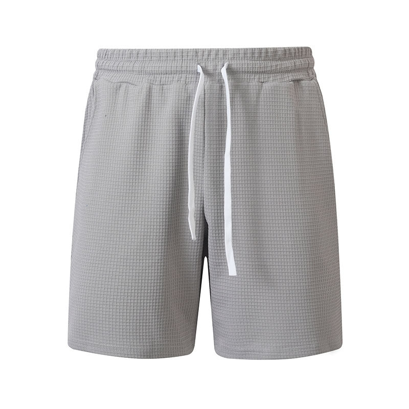 Men’s casual waffle-weave shorts with drawstring and pockets by My Store