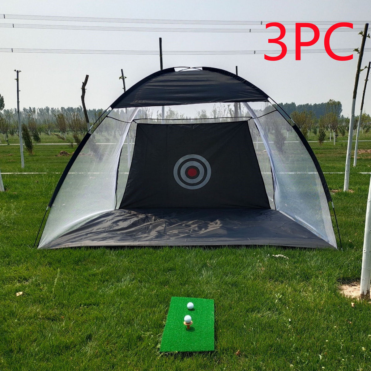 Golf practice net tent hitting cage with mesh enclosure for outdoor garden grassland training