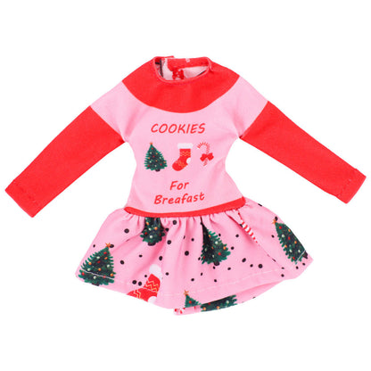 Christmas bookshelf doll clothing accessories by My Store, festive outfit set for a decorative doll display