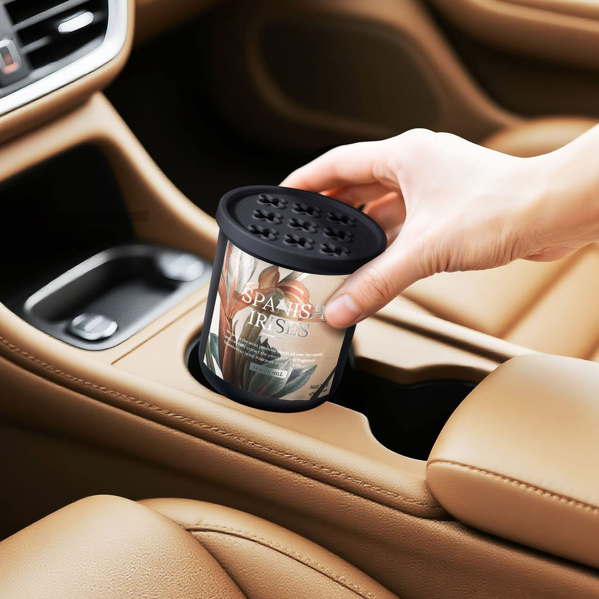 Retro floral scented balm solid car air freshener in a decorative container