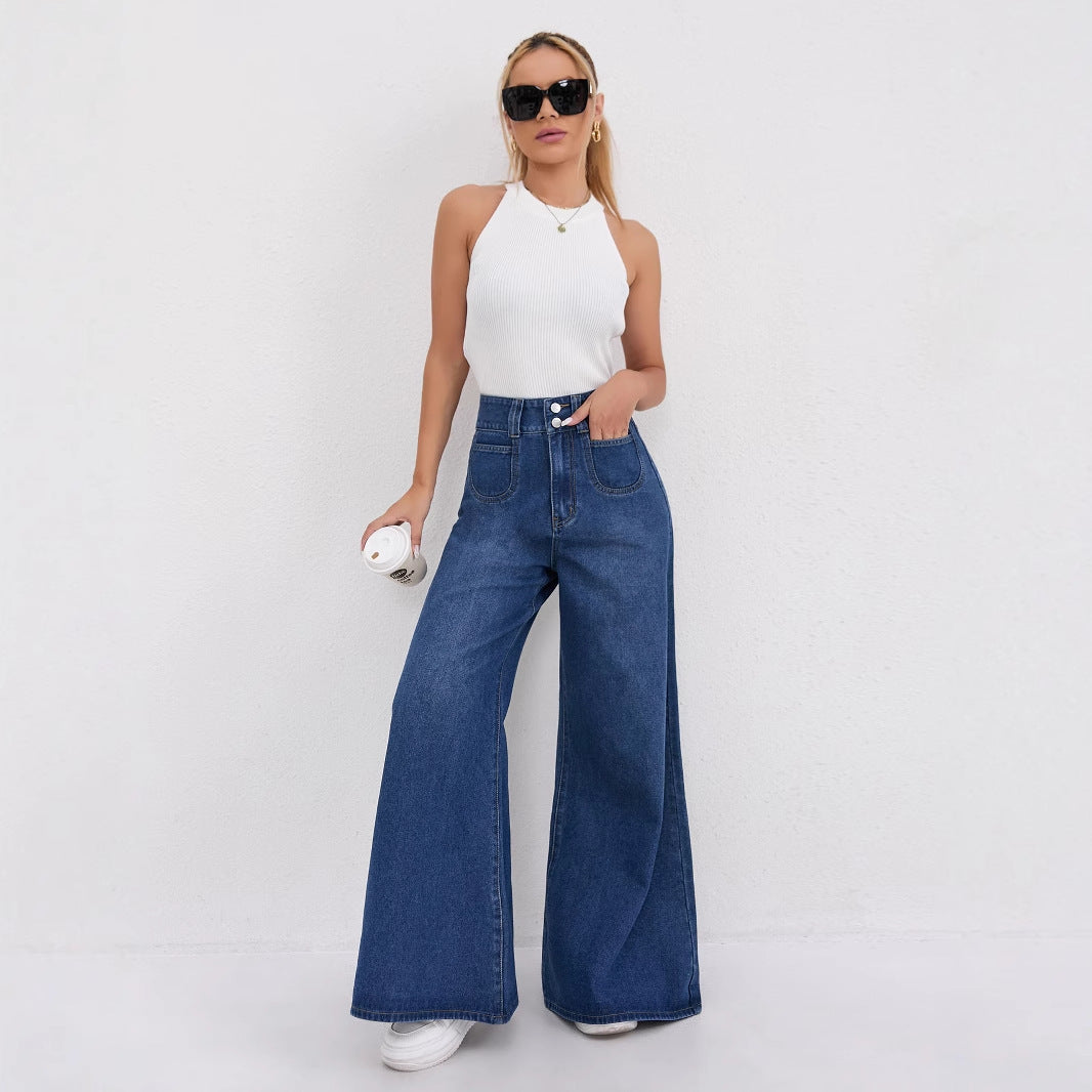 High-waisted floor-length flared pants in a full-length silhouette