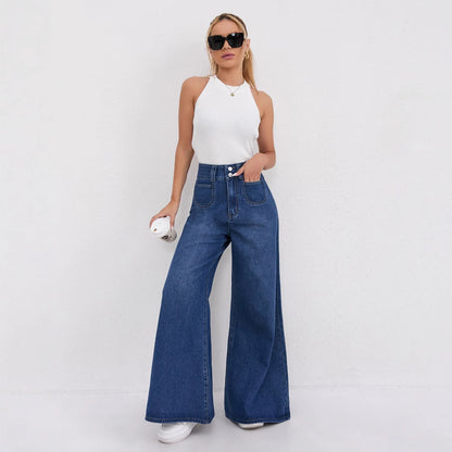 High-waisted floor-length flared pants in a full-length silhouette