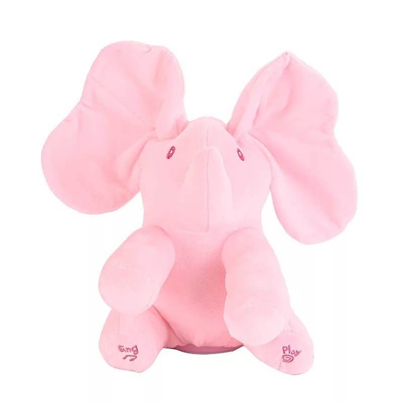Cute singing elephant plush toy for kids by BACKUPMYFILESNOW®, featuring colorful details and a friendly expression.