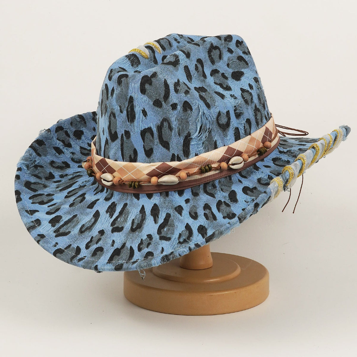 Leopard-print western cowboy hat with a wide brim and structured top, styled as a sun hat by My Store