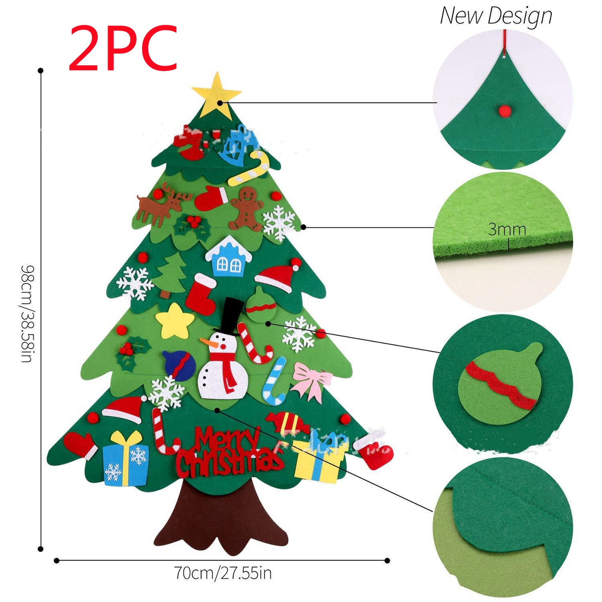Children's DIY felt Christmas tree with lights from My Store, featuring colorful ornaments for decorating