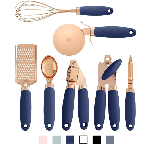 Stainless steel kitchen gadgets 7-piece set with assorted cooking utensils and tools