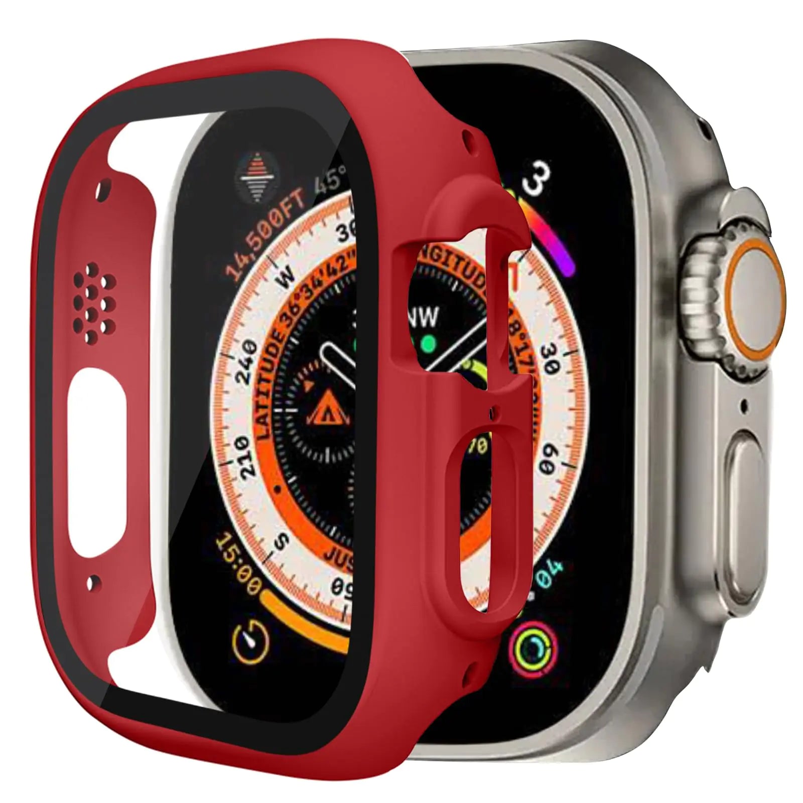 YCIELROU for Apple Watch Screen Protector Case 40mm Tempered Glass Protective Cover for Apple Watch Series 6 SE Series 5 Series 4 Red
