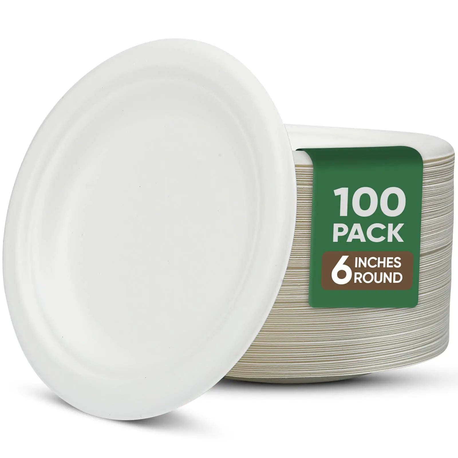 TaidMiao Dessert Plates 100 Pack Small Paper Plates Paper Plates 6 Inch – 100% Compostable Plates Water & Oil Proof Disposable Plates Microwavable Perfect Paper Plate For Party - White