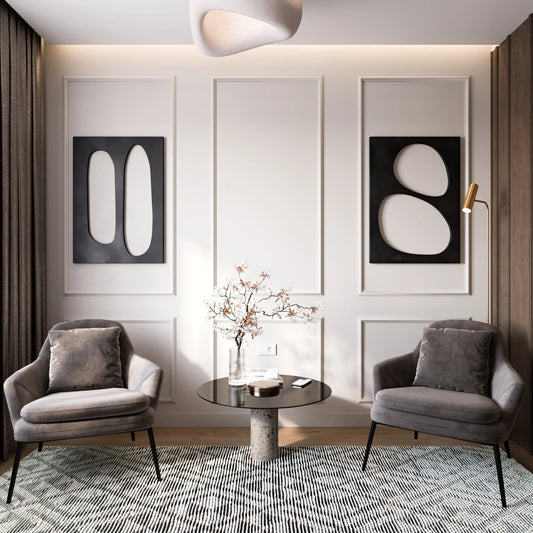 Birdeco Ready to Go Wall Molding Kit with 3 upper and 3 bottom frames, featuring easy-to-install decorative wall molding.