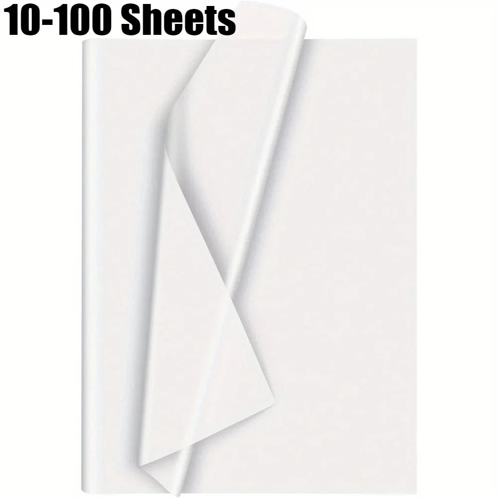 10 - 100 Sheets White Tissue Paper for Packaging Gift Wrapping Craft Papers Bulk for DIY Wedding Festival Party Supplies - BACKUPMYFILESNOW