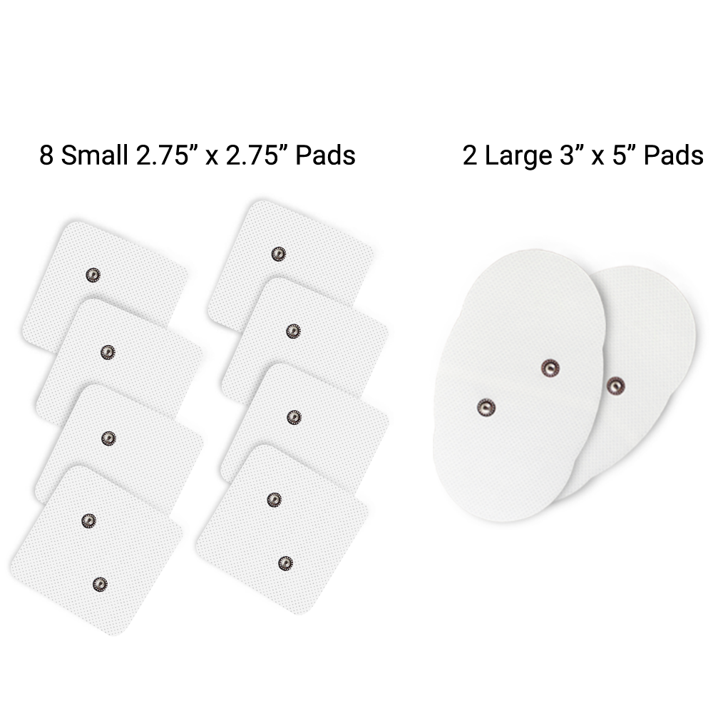 iReliev wireless electrode pads refill kit with large and small electrode pads for TENS and EMS therapy.