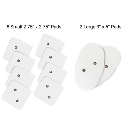 iReliev wireless electrode pads refill kit with large and small electrode pads for TENS and EMS therapy.