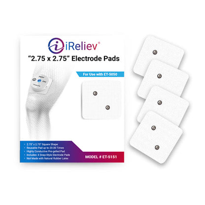 iReliev wireless small pads refill kit with four colorful pads for pain relief and TENS therapy.