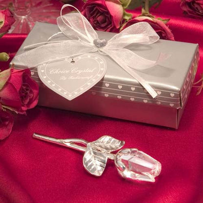Crystal golden rose flower Valentine's Day gift with sparkling petals and decorative stem