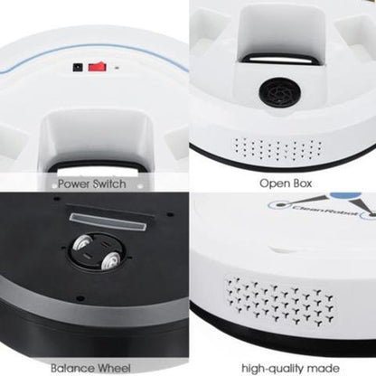 Smart robot vacuum cleaner by My Store, round black robotic vacuum on a floor surface