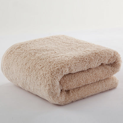 Pure cotton thickened bath towel, plush plus texture, neutral color cropped product view