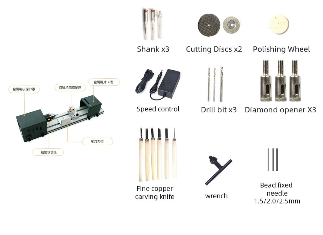 Polishing and cutting round beads machine, industrial bead shaping equipment close-up