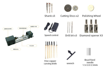 Polishing and cutting round beads machine, industrial bead shaping equipment close-up