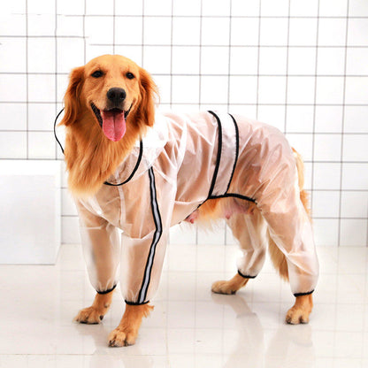 Large dog waterproof raincoat for outdoor walks, lightweight protective pet jacket
