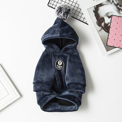 Pet warm hoodie for dogs, soft fleece design with hood and cozy fit