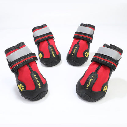Waterproof pet dog shoes in black, protective booties for walking outdoors