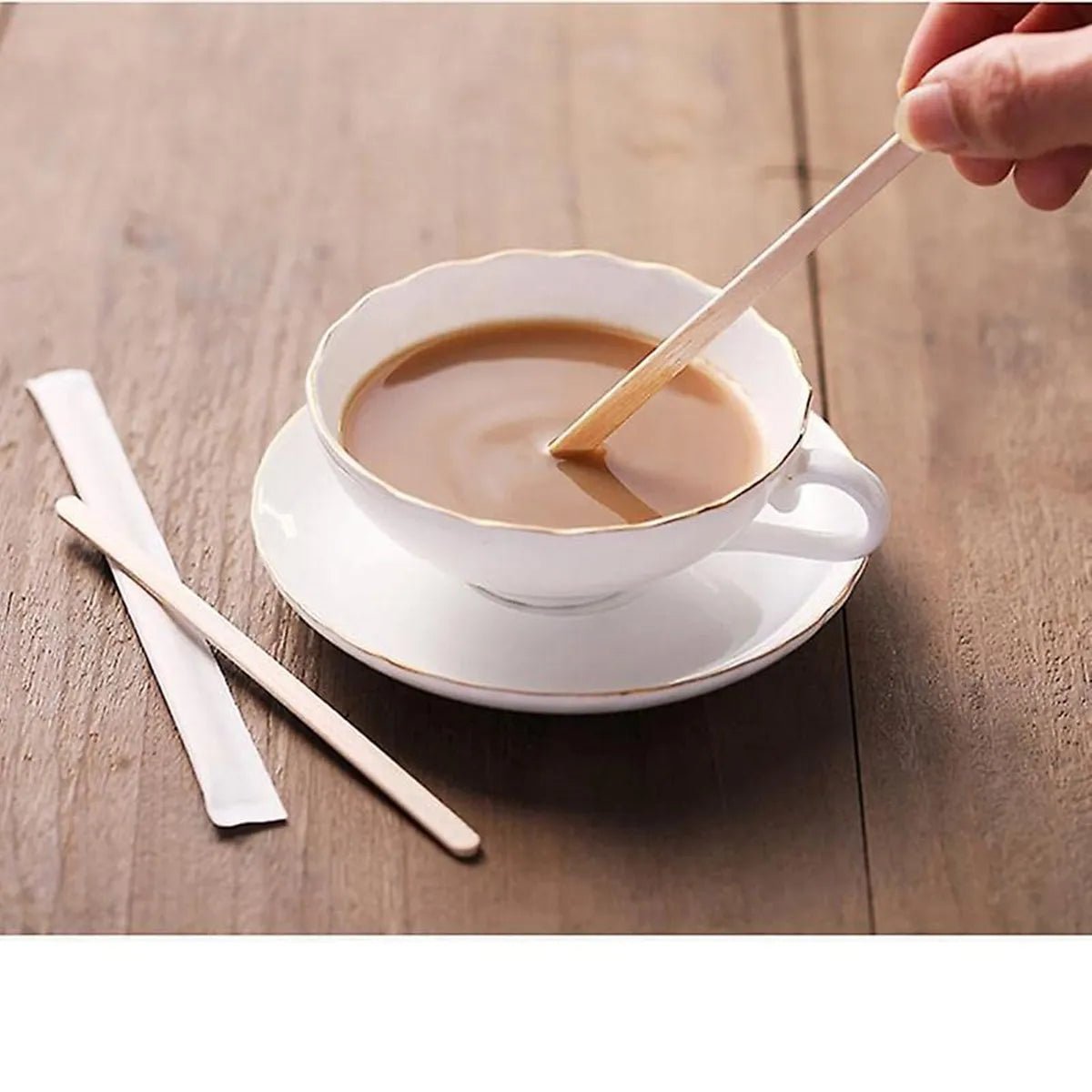 100PCS Coffee Stir Sticks Disposable Wooden Coffee Stirrers Hot Cold Drinking Stir Beverage Stir Sticks Ice Cream Lolly Popsicle - BACKUPMYFILESNOW