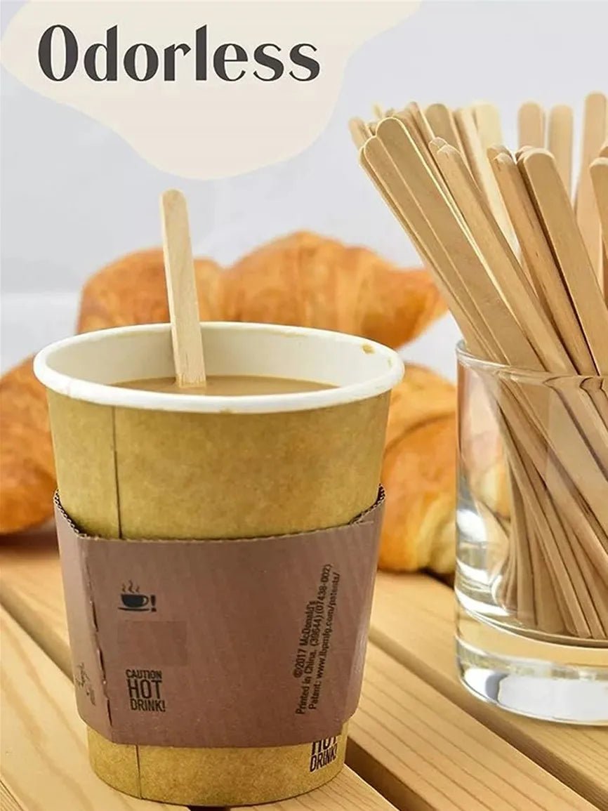 100PCS Coffee Stir Sticks Disposable Wooden Coffee Stirrers Hot Cold Drinking Stir Beverage Stir Sticks Ice Cream Lolly Popsicle - BACKUPMYFILESNOW