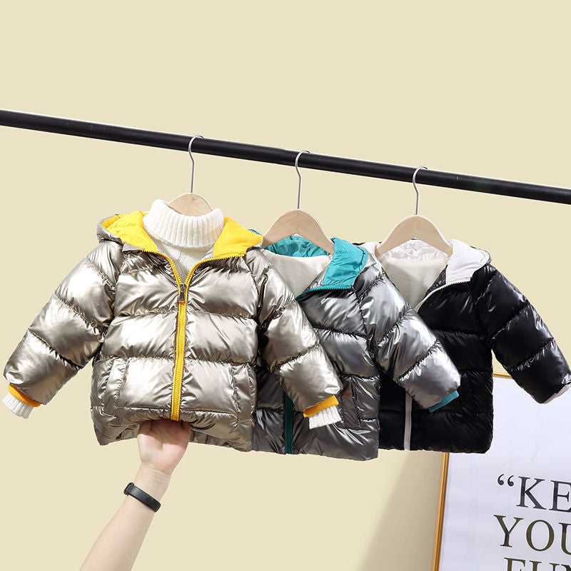 Boys’ thickened winter Western-style outfit in warm, durable fabric, front view