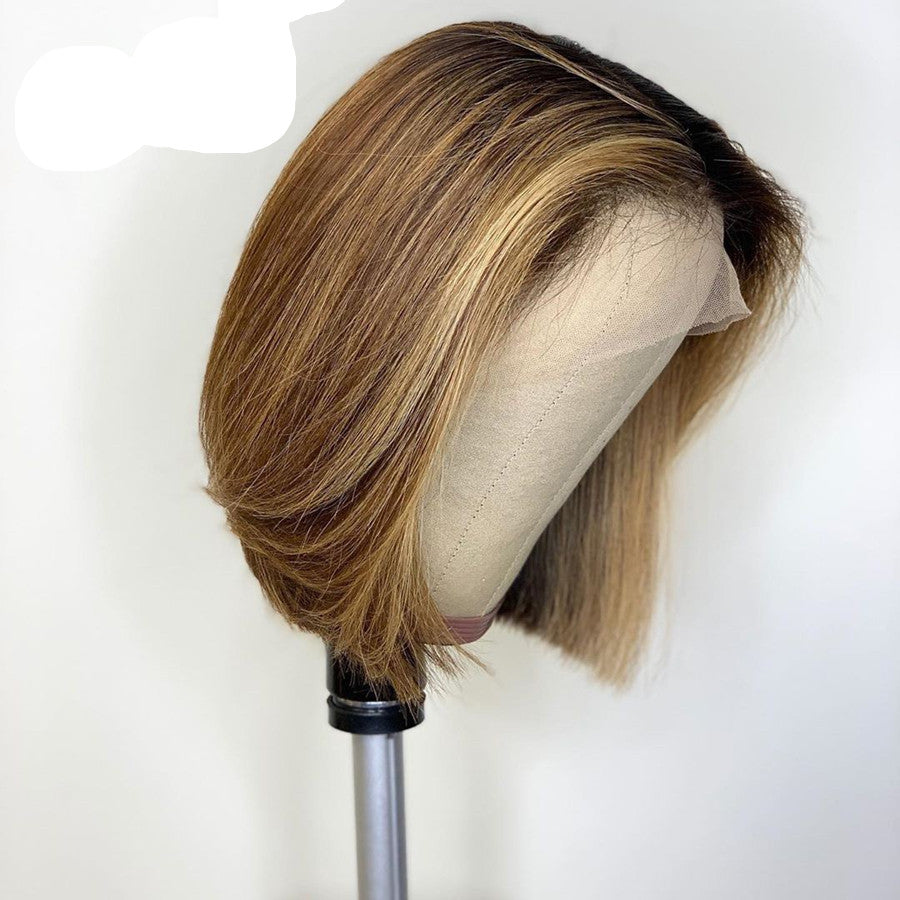 Side split color wig by My Store, two-tone synthetic hair with a modern split-color style