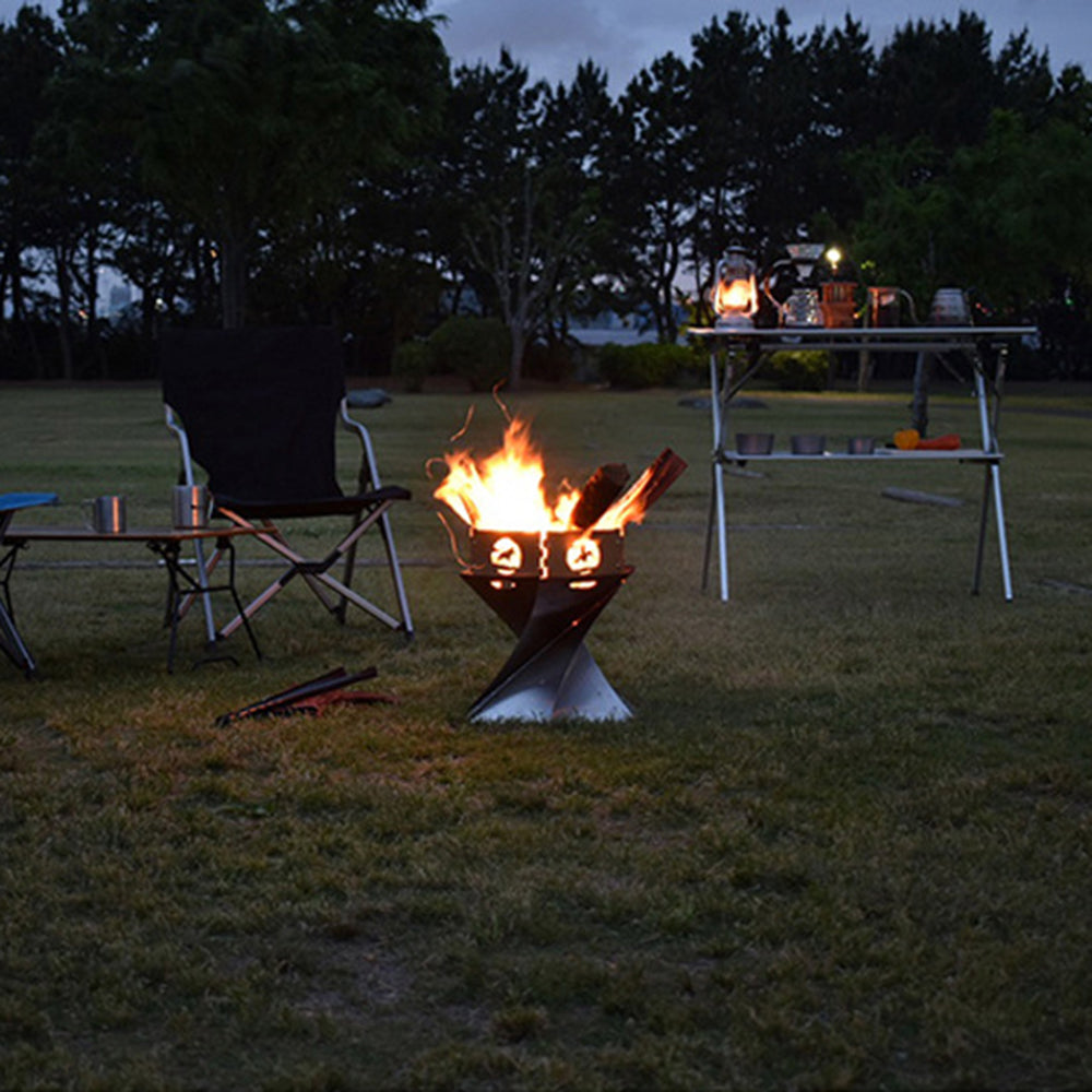 Outdoor camping bonfire heater with durable metal fire pit design for patio and campsite use