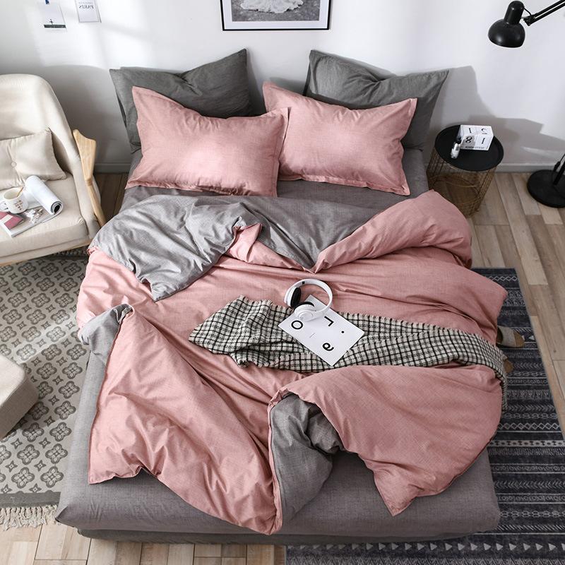 Bed sheets set with quilt and duvet cover, 4-piece bedding set in coordinating design