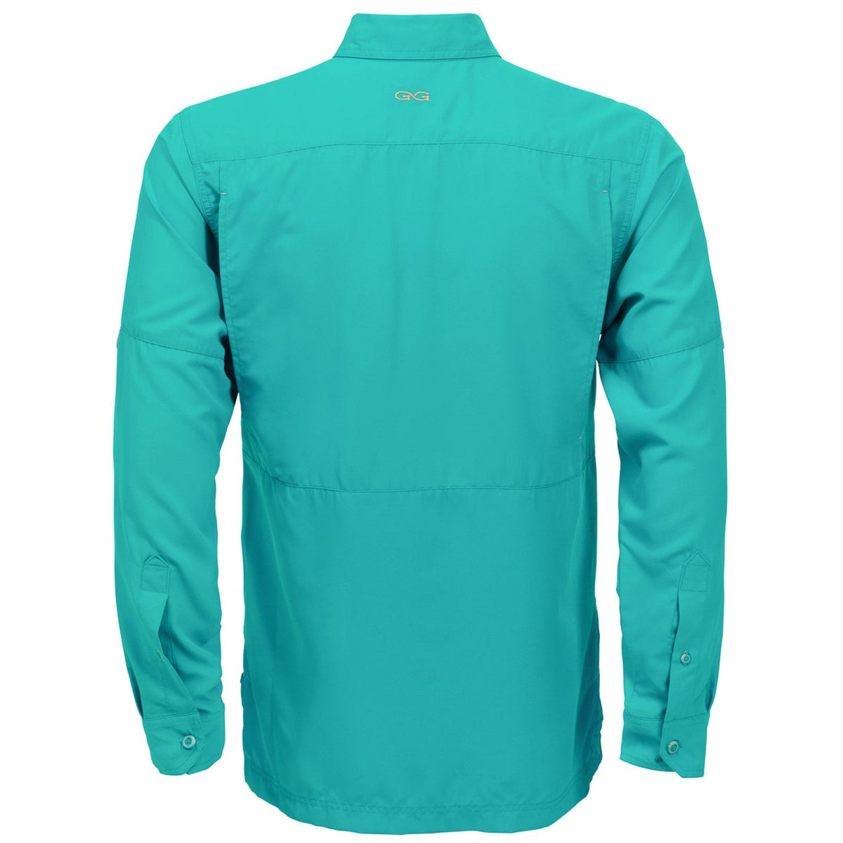 Back view of GameGuard Caribbean Original Shirt, long sleeve design with vibrant tropical print, casual men's shirt.