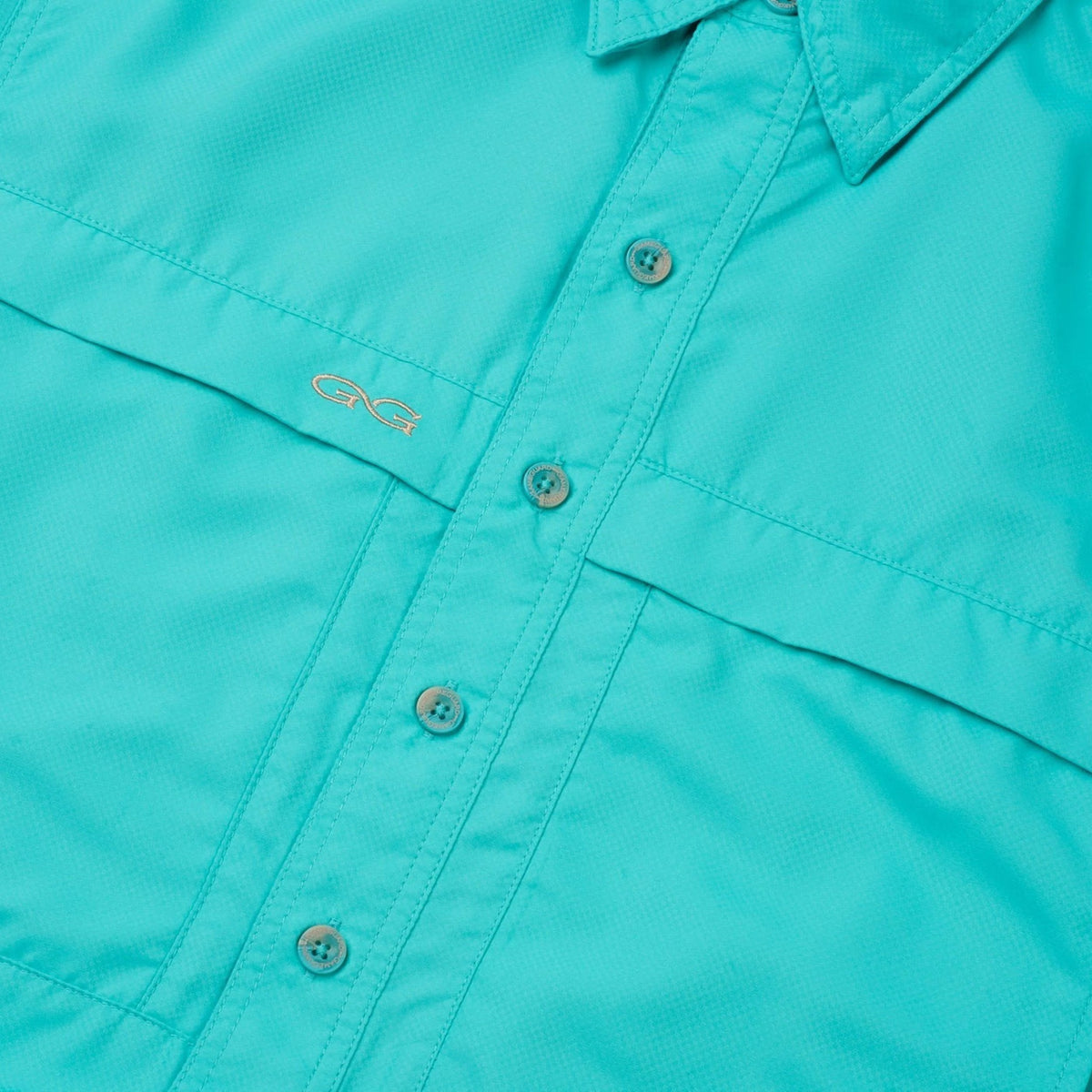 GameGuard Caribbean Original Shirt with long sleeves featuring tropical print and vibrant colors, close-up detail shot.