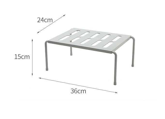 Telescopic kitchen rack for organizing kitchen supplies, adjustable storage shelf in a simple metal design