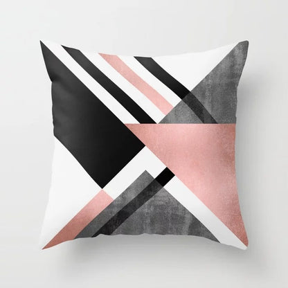 Pink geometric abstract decorative pillowcase with modern pattern