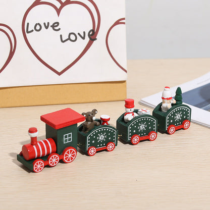 Wooden Christmas train decoration with festive holiday detailsLEBeta